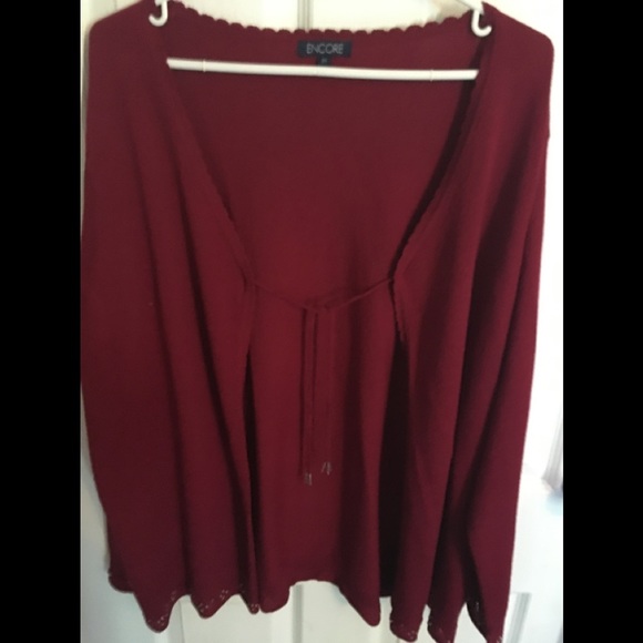 2/$25 ENCORE | Red front tie cardigan‎ ♦️ - Picture 2 of 4